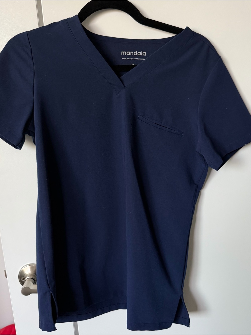 Mandala V-Neck Scrub Top in Navy